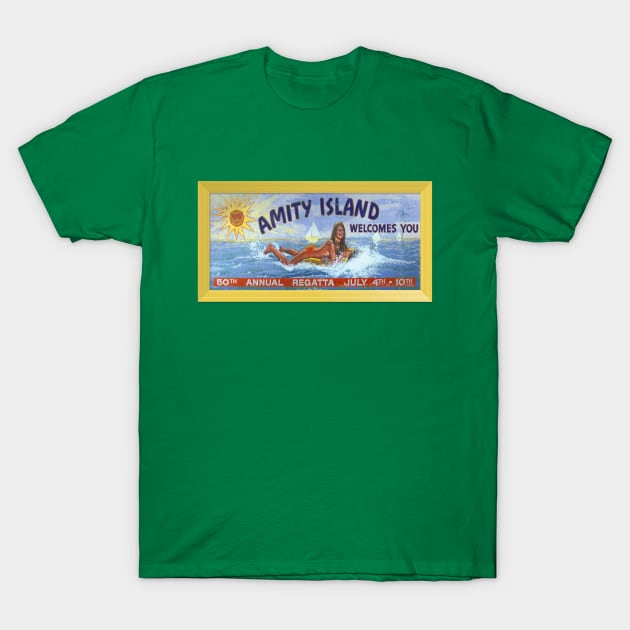 Jaws — Amity Billboard (without graffiti) T-Shirt by GraphicGibbon